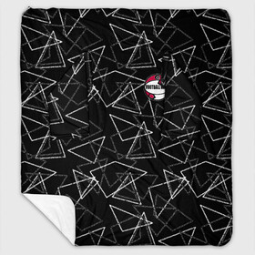 Плед с рукавами с принтом Черно-белый геометрический  в Санкт-Петербурге, 100% полиэстер | Закругленные углы, все края обработаны. Ткань не мнется и не растягивается. Размер 170*145 | Тематика изображения на принте: абстрактный | аппликация | геометрический | модный | треугольники | футбол | футбольный клуб | черно белый | черный фон