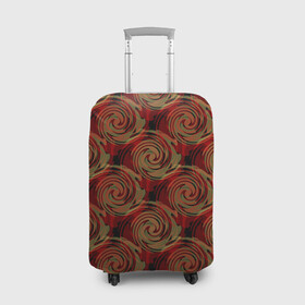 Чехол для чемодана 3D с принтом Красно-оливковый ретро  в Санкт-Петербурге, 86% полиэфир, 14% спандекс | двустороннее нанесение принта, прорези для ручек и колес | абстрактный | детский | кольца | коричневый | красный | круги | модный | молодежный | оливковый | ретро
