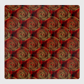Магнитный плакат 3Х3 с принтом Красно-оливковый ретро  в Санкт-Петербурге, Полимерный материал с магнитным слоем | 9 деталей размером 9*9 см | абстрактный | детский | кольца | коричневый | красный | круги | модный | молодежный | оливковый | ретро