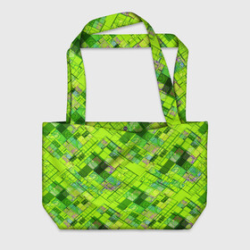 Пляжная сумка 3D с принтом Ярко-зеленый абстрактный узор в Санкт-Петербурге, 100% полиэстер | застегивается на металлическую кнопку; внутренний карман застегивается на молнию. Стенки укреплены специальным мягким материалом, чтобы защитить содержимое от несильных ударов
 | абстрактный | геометрический | детский | зеленый неоновый | креативный | модный | молодежный | неоновый | яркий зеленый