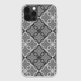 Чехол для iPhone 12 Pro с принтом Черно-белый орнамент  в Санкт-Петербурге, силикон | область печати: задняя сторона чехла, без боковых панелей | абстрактный | ажурный | арабский | восточный | кружева | кружевной | современный | черно белый | черный