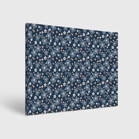 Холст прямоугольный с принтом Синий цветочный узор  в Санкт-Петербурге, 100% ПВХ |  | деревенский | детский | для девочек | женский | ретро | синий | цветочный узор | цветы