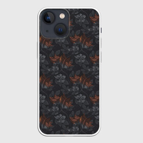 Чехол для iPhone 13 mini с принтом Серо коричневый цветочный узор в Санкт-Петербурге,  |  | абстрактные цветы | женский | коричневый | модный | серый | цветочный | цветы