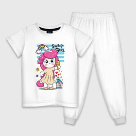 Детская пижама хлопок с принтом Милая девочка пони  в Санкт-Петербурге, 100% хлопок |  брюки и футболка прямого кроя, без карманов, на брюках мягкая резинка на поясе и по низу штанин
 | девочка | единорог | маленькая девочка | милашка | милая | пони