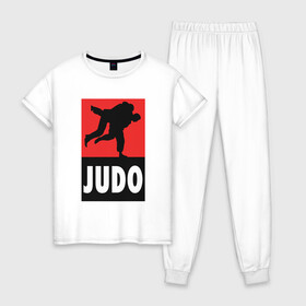 Женская пижама хлопок с принтом Judo в Санкт-Петербурге, 100% хлопок | брюки и футболка прямого кроя, без карманов, на брюках мягкая резинка на поясе и по низу штанин | fighter | japan | judo | mma | sport | ufc | warrior | боец | бой | воин | дзюдо | дзюдоист | единоборства | карате | поединок | спорт | спортсмен | чемпион | япония