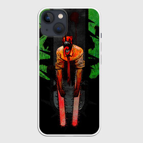 Чехол для iPhone 13 с принтом Дэндзи человек бензопила в Санкт-Петербурге,  |  | anime | blood | chainsaw man | demon | denji | devil | monster | skull | аниме | демон | дьявол | дэндзи | кровь | монстр | человек бензопила | череп