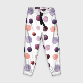 Детские брюки 3D с принтом Акварельные сиреневые круги в Санкт-Петербурге, 100% полиэстер | манжеты по низу, эластичный пояс регулируется шнурком, по бокам два кармана без застежек, внутренняя часть кармана из мелкой сетки | акварель | круги | розовый | сиреневый | фиолетовый