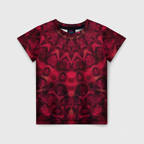 Детская футболка 3D с принтом Модный абстрактный узор в Санкт-Петербурге, 100% гипоаллергенный полиэфир | прямой крой, круглый вырез горловины, длина до линии бедер, чуть спущенное плечо, ткань немного тянется | Тематика изображения на принте: абстрактный | калейдоскоп | красный | молодежный | популярный | современный | темный