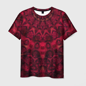 Мужская футболка 3D с принтом Модный абстрактный узор в Санкт-Петербурге, 100% полиэфир | прямой крой, круглый вырез горловины, длина до линии бедер | Тематика изображения на принте: абстрактный | калейдоскоп | красный | молодежный | популярный | современный | темный