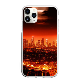 Чехол для iPhone 11 Pro матовый с принтом Закат в Нью Йорке в Санкт-Петербурге, Силикон |  | город | закат | красный | луна | мегаполис | месяц | нью йорк | яркий