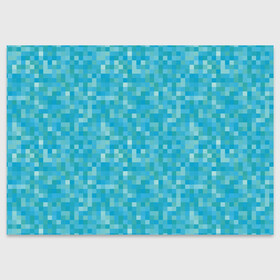 Поздравительная открытка с принтом Бирюзовая пиксель абстракция в Санкт-Петербурге, 100% бумага | плотность бумаги 280 г/м2, матовая, на обратной стороне линовка и место для марки
 | pixel art | абстракция | бирюзовый | изумрудный | пиксели | пиксель арт | пиксельный
