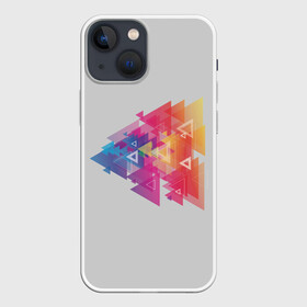 Чехол для iPhone 13 mini с принтом Цветные треугольники в Санкт-Петербурге,  |  | искусство | прямоугольник | пурпурный | симметрия | треугольник | цвет