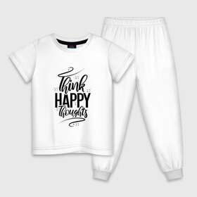 Детская пижама хлопок с принтом Think happy thoughts в Санкт-Петербурге, 100% хлопок |  брюки и футболка прямого кроя, без карманов, на брюках мягкая резинка на поясе и по низу штанин
 | Тематика изображения на принте: happy | think | thoughts | думай о хорошем | позитив | счастье