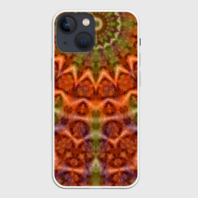 Чехол для iPhone 13 mini с принтом Оранжево оливковый калейдоскоп в Санкт-Петербурге,  |  | калейдоскоп | коричневый | круглый орнамент | модный | мозаика | мозаичный узор | оливковый | оранжевый | орнамент | этнический