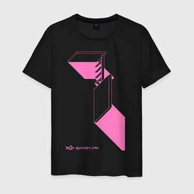 Мужская футболка хлопок с принтом architecton_one_pink в Санкт-Петербурге, 100% хлопок | прямой крой, круглый вырез горловины, длина до линии бедер, слегка спущенное плечо. | архитектон | архитектура | геометрия | конструкция | тени