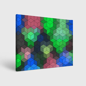 Холст прямоугольный с принтом Разноцветный геометрический уз в Санкт-Петербурге, 100% ПВХ |  | абстрактный | зеленый | молодежный | разноцветный узор | ромбы | синий | текстура