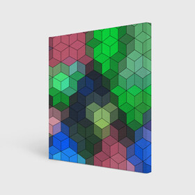 Холст квадратный с принтом Разноцветный геометрический уз в Санкт-Петербурге, 100% ПВХ |  | абстрактный | зеленый | молодежный | разноцветный узор | ромбы | синий | текстура