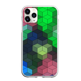 Чехол для iPhone 11 Pro Max матовый с принтом Разноцветный геометрический уз в Санкт-Петербурге, Силикон |  | абстрактный | зеленый | молодежный | разноцветный узор | ромбы | синий | текстура