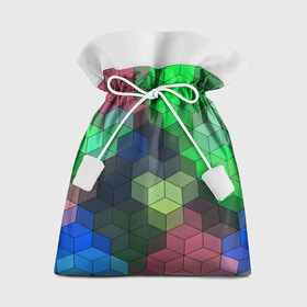 Подарочный 3D мешок с принтом Разноцветный геометрический уз в Санкт-Петербурге, 100% полиэстер | Размер: 29*39 см | Тематика изображения на принте: абстрактный | зеленый | молодежный | разноцветный узор | ромбы | синий | текстура