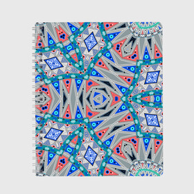 Тетрадь с принтом Серо-синий абстрактный узор  в Санкт-Петербурге, 100% бумага | 48 листов, плотность листов — 60 г/м2, плотность картонной обложки — 250 г/м2. Листы скреплены сбоку удобной пружинной спиралью. Уголки страниц и обложки скругленные. Цвет линий — светло-серый
 | Тематика изображения на принте: абстрактный | асимметричный | креативный | молодежный | серый | синий | современный