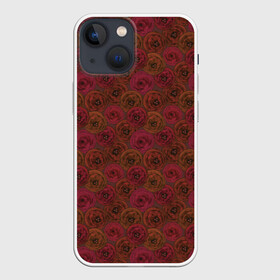 Чехол для iPhone 13 mini с принтом Цветочный коричневый ретро в Санкт-Петербурге,  |  | абстрактный | в горошек | коричневый | модный | ретро | цветочный узор | цветы