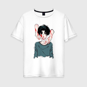 Женская футболка хлопок Oversize с принтом Yoon Bum в Санкт-Петербурге, 100% хлопок | свободный крой, круглый ворот, спущенный рукав, длина до линии бедер
 | anime | killing stalking | manhwa | oh sangwoo | аниме | манга | манхва