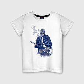 Детская футболка хлопок с принтом Курт Кобейн в Санкт-Петербурге, 100% хлопок | круглый вырез горловины, полуприлегающий силуэт, длина до линии бедер | cobain | kurt | nirvana | кобейн | курт | нирвана | рок