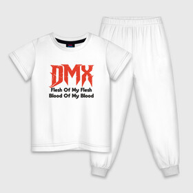 Детская пижама хлопок с принтом DMX - Flesh Of My Flesh в Санкт-Петербурге, 100% хлопок |  брюки и футболка прямого кроя, без карманов, на брюках мягкая резинка на поясе и по низу штанин
 | Тематика изображения на принте: dmx | dog | earl simmons | hip hop | music | new york | rap | rapper | rip | ruff ryders | диджей | диэмикс | микрофон | музыка | нью йорк | пёс | рэп | рэпер | хипхоп | эрл симмонс
