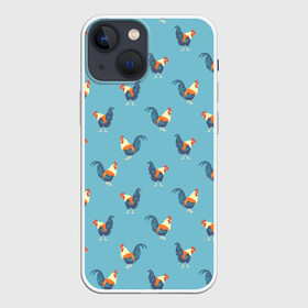 Чехол для iPhone 13 mini с принтом Петушки паттерн в Санкт-Петербурге,  |  | rooster | паттерн | петух | петушки | птица | рисунок