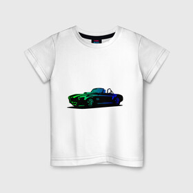 Детская футболка хлопок с принтом SHELBI COBRA I Шелби Кобра в Санкт-Петербурге, 100% хлопок | круглый вырез горловины, полуприлегающий силуэт, длина до линии бедер | дрифт. | кабриолет | неоновая машина | скорость | спорткар