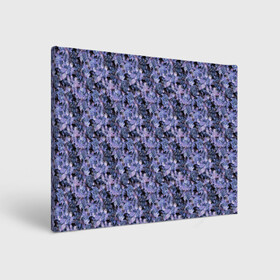 Холст прямоугольный с принтом Сине-фиолетовый цветочный узор в Санкт-Петербурге, 100% ПВХ |  | однотонный | ретро | синие цветы | темный узор | цветочный узор | цветы