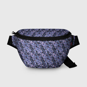 Поясная сумка 3D с принтом Сине-фиолетовый цветочный узор в Санкт-Петербурге, 100% полиэстер | плотная ткань, ремень с регулируемой длиной, внутри несколько карманов для мелочей, основное отделение и карман с обратной стороны сумки застегиваются на молнию | однотонный | ретро | синие цветы | темный узор | цветочный узор | цветы