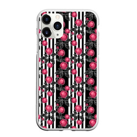Чехол для iPhone 11 Pro матовый с принтом акварельные розы на полосатом  в Санкт-Петербурге, Силикон |  | акварельные розы | акварельный | красный | красный и черный | полосатый | полосатый черный | полосы | розы | черный