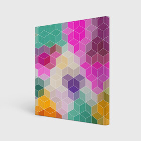 Холст квадратный с принтом Абстрактный разноцветный узор  в Санкт-Петербурге, 100% ПВХ |  | абстрактный | бирюзовый | бордовый | геометрические фигуры | модный | розовый | ромбы | современный