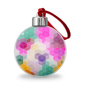 Ёлочный шар с принтом Абстрактный разноцветный узор  в Санкт-Петербурге, Пластик | Диаметр: 77 мм | абстрактный | бирюзовый | бордовый | геометрические фигуры | модный | розовый | ромбы | современный
