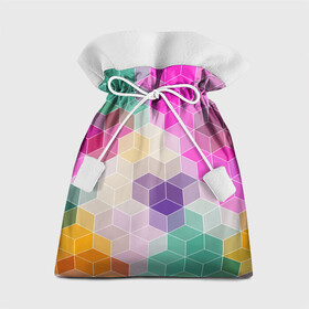 Подарочный 3D мешок с принтом Абстрактный разноцветный узор  в Санкт-Петербурге, 100% полиэстер | Размер: 29*39 см | абстрактный | бирюзовый | бордовый | геометрические фигуры | модный | розовый | ромбы | современный