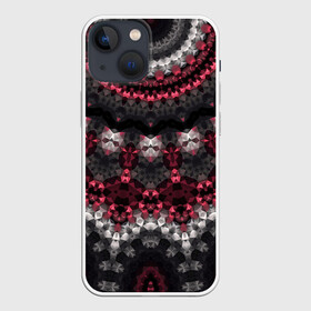 Чехол для iPhone 13 mini с принтом Красно черный мозаичный узор в Санкт-Петербурге,  |  | абстрактный | восточный орнамент | калейдоскоп | красный и черный | креативный | модный | мозаика | орнамент | популярный | современный