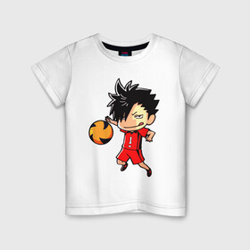 Детская футболка хлопок с принтом КУРОО ТЕЦУРО / TETSURO в Санкт-Петербурге, 100% хлопок | круглый вырез горловины, полуприлегающий силуэт, длина до линии бедер | anime | haikyu | kuroo tetsuro | manga | nekoma. | аниме | волейбол | герой | куроо тецуро | манга | некома | персонаж