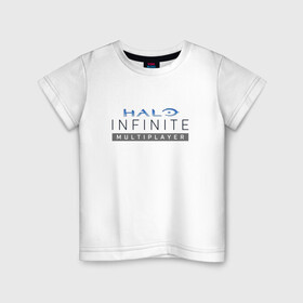 Детская футболка хлопок с принтом Halo Infinite в Санкт-Петербурге, 100% хлопок | круглый вырез горловины, полуприлегающий силуэт, длина до линии бедер | games | halo | xbox | xbox game | иллюстрация | логотип | мастер чиф | мультиплеер