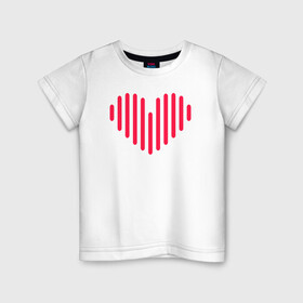 Детская футболка хлопок с принтом Минималистичное сердце в Санкт-Петербурге, 100% хлопок | круглый вырез горловины, полуприлегающий силуэт, длина до линии бедер | векторная иллюстрация | красное | люблю | любовь | минимализм | минималистичное | рисунок | розовое | сердечко | сердце | современный дизайн | техно