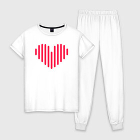 Женская пижама хлопок с принтом Минималистичное сердце в Санкт-Петербурге, 100% хлопок | брюки и футболка прямого кроя, без карманов, на брюках мягкая резинка на поясе и по низу штанин | векторная иллюстрация | красное | люблю | любовь | минимализм | минималистичное | рисунок | розовое | сердечко | сердце | современный дизайн | техно