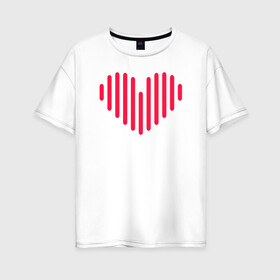 Женская футболка хлопок Oversize с принтом Минималистичное сердце в Санкт-Петербурге, 100% хлопок | свободный крой, круглый ворот, спущенный рукав, длина до линии бедер
 | векторная иллюстрация | красное | люблю | любовь | минимализм | минималистичное | рисунок | розовое | сердечко | сердце | современный дизайн | техно