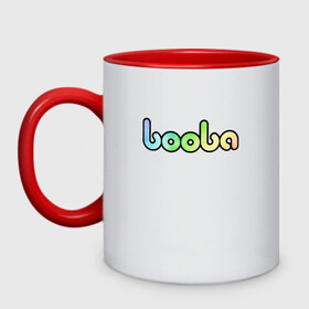 Кружка двухцветная с принтом BOOBA LOGO | БУБА ЛОГО (Z) в Санкт-Петербурге, керамика | объем — 330 мл, диаметр — 80 мм. Цветная ручка и кайма сверху, в некоторых цветах — вся внутренняя часть | baby | booba | buba | gnom | logo | буба | гном | гномик | детям | для ребенка | лого | логотип | мультик | ребенку