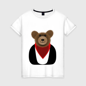 Женская футболка хлопок с принтом МИШКА С ИГОЛЬЧАТОЙ ШЕРСТЬЮ в Санкт-Петербурге, 100% хлопок | прямой крой, круглый вырез горловины, длина до линии бедер, слегка спущенное плечо | bear | teddy | toy | медвед | мягкая | плюшевый