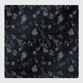 Магнитный плакат 3Х3 с принтом Темный серый узор мемфис в Санкт-Петербурге, Полимерный материал с магнитным слоем | 9 деталей размером 9*9 см | абстрактный | геометрический | детский | клетка | клетчатый узор | линии | мемфис | популярный | современный | темно черный | школьный