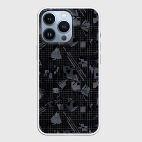 Чехол для iPhone 13 Pro с принтом Темный серый узор мемфис в Санкт-Петербурге,  |  | абстрактный | геометрический | детский | клетка | клетчатый узор | линии | мемфис | популярный | современный | темно черный | школьный