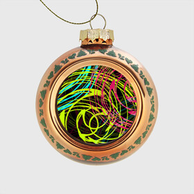 Стеклянный ёлочный шар с принтом Разноцветные спирали  в Санкт-Петербурге, Стекло | Диаметр: 80 мм | Тематика изображения на принте: абстрактный | желтый | круги | модный | молодежный | разводы | разноцветная абстракция | розовый | современный | спирали | черный