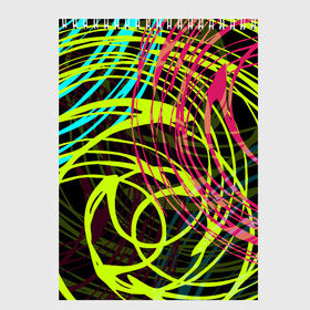 Скетчбук с принтом Разноцветные спирали  в Санкт-Петербурге, 100% бумага
 | 48 листов, плотность листов — 100 г/м2, плотность картонной обложки — 250 г/м2. Листы скреплены сверху удобной пружинной спиралью | Тематика изображения на принте: абстрактный | желтый | круги | модный | молодежный | разводы | разноцветная абстракция | розовый | современный | спирали | черный