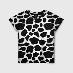 Детская футболка 3D с принтом Пятна Далматинца  в Санкт-Петербурге, 100% гипоаллергенный полиэфир | прямой крой, круглый вырез горловины, длина до линии бедер, чуть спущенное плечо, ткань немного тянется | 101 далматинец | dalmations | далматин | мраморный окрас | черно белые пятна | черное на белом