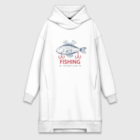 Платье-худи хлопок с принтом Лучший рыболовный клуб в Санкт-Петербурге,  |  | fish | fishing | мужику | мужчине | на рыбалке | на рыбалку | рыба | рыбак | рыбакам | рыбаку | рыбалка | удочка